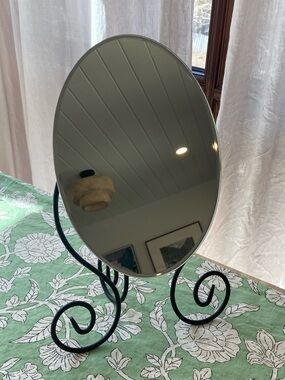Vintage IKEA 1999 Myken Black Metal Oval Adjustable Vanity Mirror